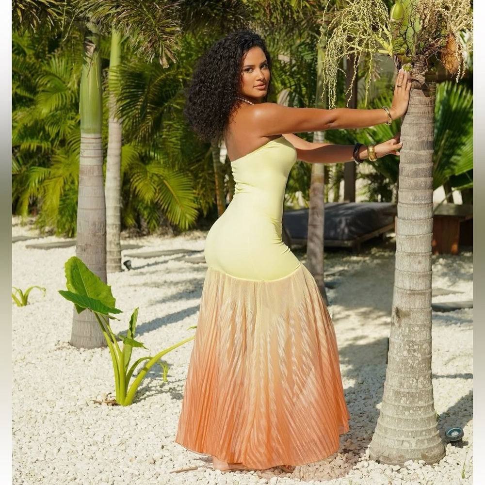 Yellow and Orange Maxi Ombre Dress
